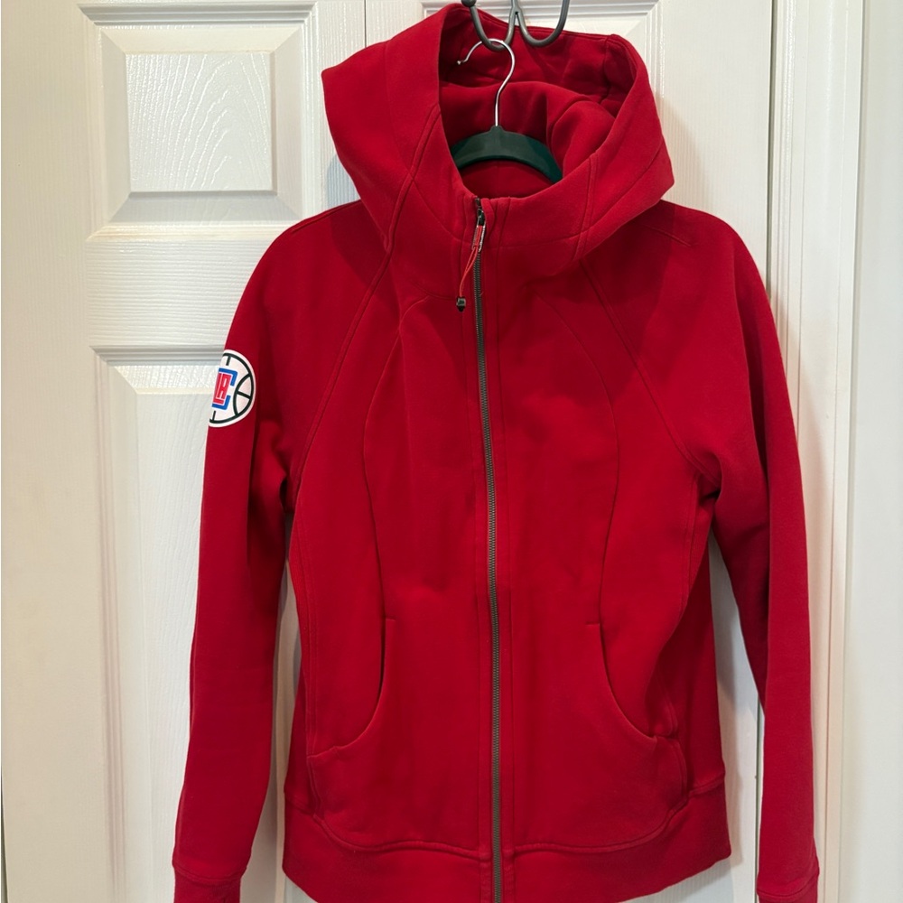 Red Lululemon Scuba Hooded Zip-Up Jacket